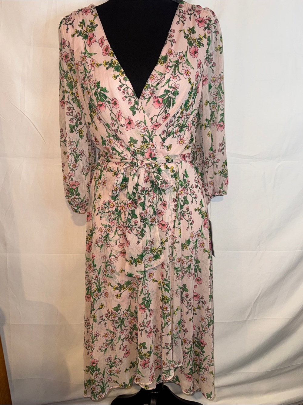 Marc New York Pink Floral Midi Wrap Dress